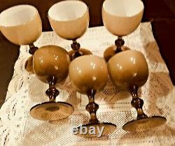 Vintage Carlo Moretti Empoli 6 Tan Cased Cordial Wine Glasses 4 1/4 High