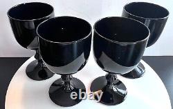 Vintage Carlo Moretti MCM Black Wine Glasses Goblets Mint Set of 4