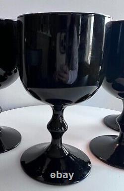 Vintage Carlo Moretti MCM Black Wine Glasses Goblets Mint Set of 4