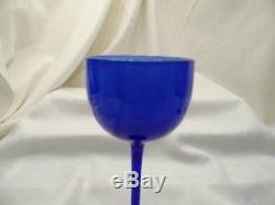 Vintage Carlo Moretti Murano Cased Cobalt Blue Wine Glass Goblets Set Of 6