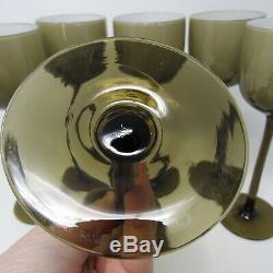 Vintage Carlo Moretti handblown water wine goblets brown taupe smoke 9.25 set 6