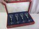 Vintage Cartier Crystal Set Of 4 Sherry Wine Cordial Stemware with Origin Case