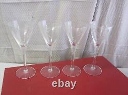 Vintage Cartier Crystal Set Of 4 Sherry Wine Cordial Stemware with Origin Case