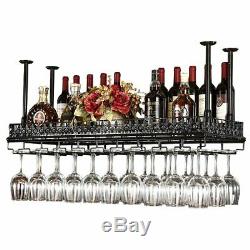 Vintage Ceiling-Mounted Bar Wine Rack Wine Glass Hanging Rack Shelf Restaurant