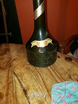Vintage Chianti Bottle Unopened With Original Candle And Torch Top Glass