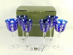 Vintage Christofle Paris Kawali Blue Wine glass Set of 6 in Original Box