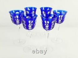 Vintage Christofle Paris Kawali Blue Wine glass Set of 6 in Original Box