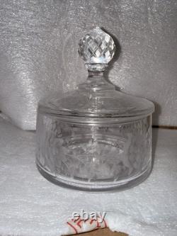 Vintage Clear Etched Floral Glassware Set Goblet Coupe Pitcher Mug Decanter