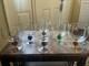Vintage Clear Glass Wine, Goblets Featuring Colored Ball Stems Set Of 6
