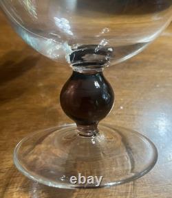 Vintage Clear Glass Wine, Goblets Featuring Colored Ball Stems Set Of 6