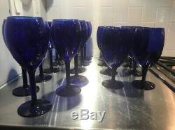 Vintage Cobalt Blue Glass Pier 1 (2010) Set of 19 pieces 11 Wine 8 Water