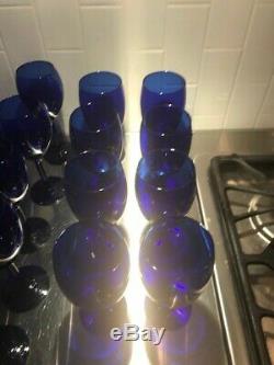 Vintage Cobalt Blue Glass Pier 1 (2010) Set of 19 pieces 11 Wine 8 Water