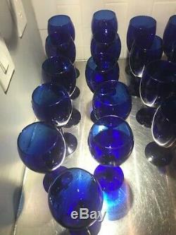 Vintage Cobalt Blue Glass Pier 1 (2010) Set of 19 pieces 11 Wine 8 Water