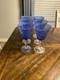 Vintage Cobalt Blue Glass Stemware Wine/Water Goblets. Set of 6