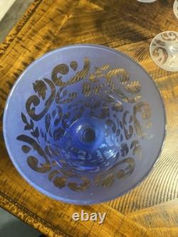 Vintage Cobalt Blue Glass Stemware Wine/Water Goblets. Set of 6