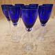 Vintage Colony pirouette cobalt blue wine glasses clear twisted stem set of 8
