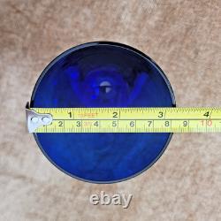 Vintage Colony pirouette cobalt blue wine glasses clear twisted stem set of 8