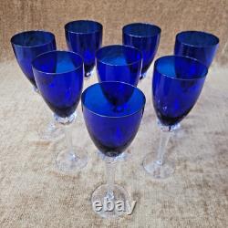 Vintage Colony pirouette cobalt blue wine glasses clear twisted stem set of 8 Vintage Colony pirouette cobalt blue wine glasses clear twisted stem set of 8