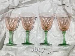 Vintage Cordial DEPRESSION Uranium Tiffin WATERMELON Glass 5 1/2 Diamond Set 4
