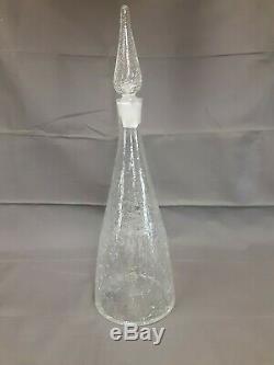 Vintage Crackle Glass Clear Genie Bottle Wine Decanter