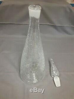 Vintage Crackle Glass Clear Genie Bottle Wine Decanter