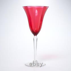 Vintage Cranberry Ruby Glasses Clear Stem Set of 4 Wine 8.5h Bohemian A