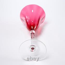 Vintage Cranberry Ruby Glasses Clear Stem Set of 4 Wine 8.5h Bohemian A