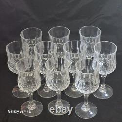 Vintage Cristal d'Arques Longchamp Crystal Wine Glasses 6.5 Set of 10