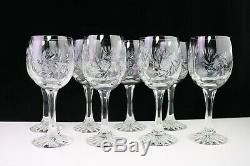 Vintage Crystal Clear Industries 8 Wine Glasses Cut MONICA PINWHEEL Arch 6.8