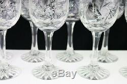 Vintage Crystal Clear Industries 8 Wine Glasses Cut MONICA PINWHEEL Arch 6.8