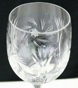 Vintage Crystal Clear Industries 8 Wine Glasses Cut MONICA PINWHEEL Arch 6.8