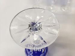 Vintage Crystal Cobalt Cut To Clear Wine Glasses Set Of 4 SEE PHOTOS