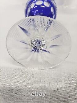 Vintage Crystal Cobalt Cut To Clear Wine Glasses Set Of 4 SEE PHOTOS