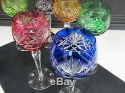 Vintage Crystal Colored Cut To Clear Czech Bohemian Wine Glass Set of 6 2939K