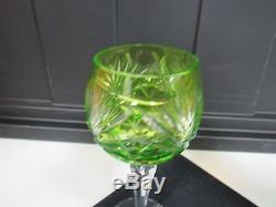 Vintage Crystal Colored Cut To Clear Czech Bohemian Wine Glass Set of 6 2939K