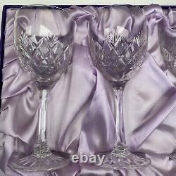 Vintage Crystal Edinburgh Scotland Wine Glasses Set Of Four Boxed