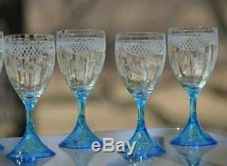 Vintage Crystal Etched Wine glasses, Set of 4, Tiffin Franciscan, circa 1920