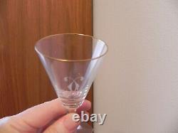 Vintage Crystal Gold Rim Etched Wine Glasses set of 6 & Liqueur glasses set of 4