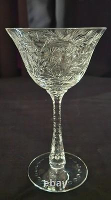 Vintage Crystal Hawkes American Brilliant Cut Wine Glasses #HAW4 Set of Five
