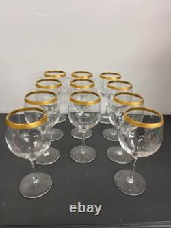 Vintage Crystal Lenox Wine Glasses With Gold Encrusted Trim set of 11