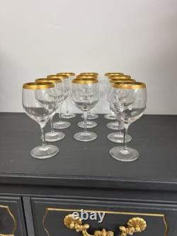 Vintage Crystal Lenox Wine Glasses With Gold Encrusted Trim set of 11