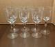 Vintage Crystal Wine Glasses 7 3/4 WithEtched Floral & Leaf Design, Set Of 7