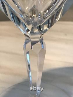 Vintage Crystal Wine Glasses Cut Facete Panels Gold Rim Gilding MCM Set of 6