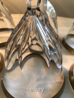 Vintage Crystal Wine Glasses Cut Facete Panels Gold Rim Gilding MCM Set of 6