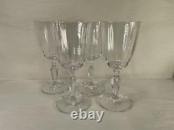 Vintage Crystal Wine Goblets Set of 4 Paneled Optic Rib Bowl Stemware 7.875 in