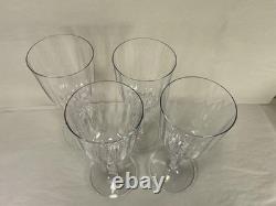 Vintage Crystal Wine Goblets Set of 4 Paneled Optic Rib Bowl Stemware 7.875 in