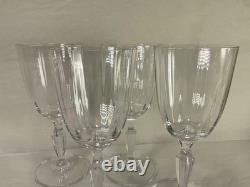 Vintage Crystal Wine Goblets Set of 4 Paneled Optic Rib Bowl Stemware 7.875 in