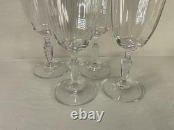 Vintage Crystal Wine Goblets Set of 4 Paneled Optic Rib Bowl Stemware 7.875 in