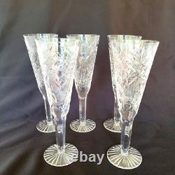 Vintage Crystal Wine Shampagne Glasses, Very Heavy Handmade Set Of 5