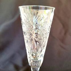 Vintage Crystal Wine Shampagne Glasses, Very Heavy Handmade Set Of 5